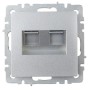 BRITE Розетка компьютерная двойная RJ45 кат.5E РК10-2-БрА алюминий IEK