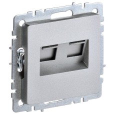 BRITE Розетка компьютерная двойная RJ45 кат.6 РК11-2-БрА алюминий IEK