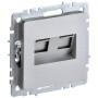 BRITE Розетка компьютерная двойная RJ45 кат.6 РК11-2-БрА алюминий IEK