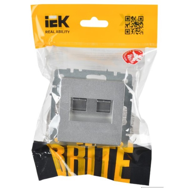 BRITE Розетка компьютерная двойная RJ45 кат.6 РК11-2-БрА алюминий IEK