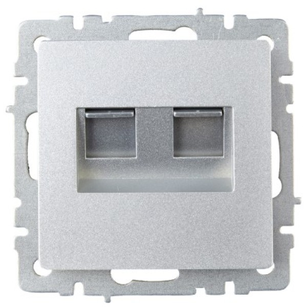 BRITE Розетка компьютерная двойная RJ45 кат.6 РК11-2-БрА алюминий IEK