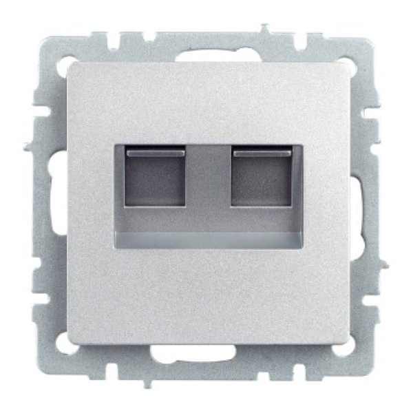 BRITE Розетка двойная RJ11+RJ45 кат.5E РК/Т12-БрА алюминий IEK