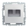 BRITE Розетка двойная RJ11+RJ45 кат.5E РК/Т12-БрА алюминий IEK