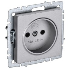 BRITE Розетка 1-местная без заземления с защитными шторками 10А РСш10-2-БрА алюминий IEK