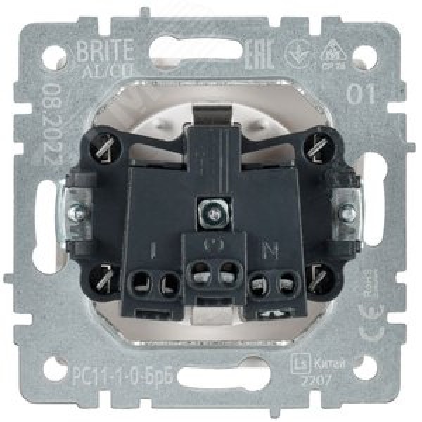 BRITE Розетка 1-местная с заземлением без защитных шторок 16А РС11-1-0-БрБ белый IEK