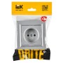 BRITE Розетка 1-местная с заземлением с защитными шторками 16А в сборе РСР14-1-0-БрА алюминий IEK