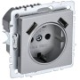 BRITE Розетка 1-местная с заземлением с защитными шторками 16А с USB A+A 5В 2,1А РЮш10-1-БрА алюминий IEK