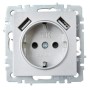 BRITE Розетка 1-местная с заземлением с защитными шторками 16А с USB A+A 5В 2,1А РЮш10-1-БрА алюминий IEK