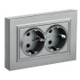 BRITE Розетка 2-местная с заземлением без защитных шторок 16А в сборе РС12-3-БрА алюминий IEK