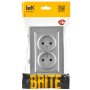 BRITE Розетка 2-местная без заземления с защитными шторками 10А в сборе РСш12-2-БрА алюминий IEK