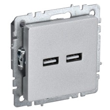 BRITE Розетка USB A+A 5В 3,1А РЮ10-1-БрА алюминий IEK