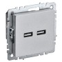 BRITE Розетка USB A+A 5В 3,1А РЮ10-1-БрА алюминий IEK