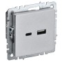 BRITE Розетка USB A+C 18Вт РЮ11-1-БрА алюминий IEK