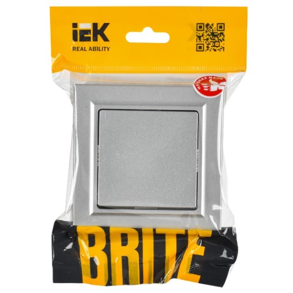 BRITE Выключатель 1-клавишный 10А в сборе ВСР10-1-0-БрА алюминий IEK