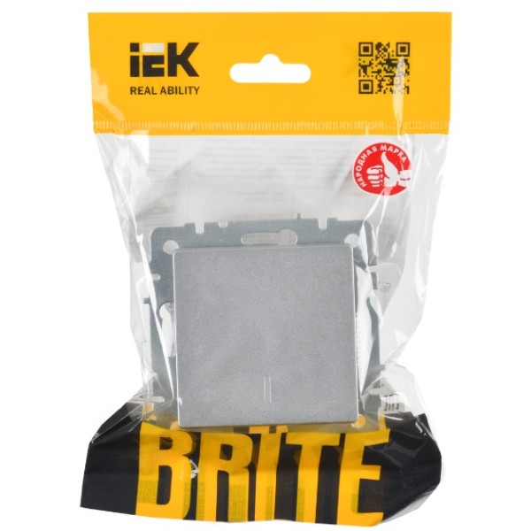BRITE Выключатель 1-клавишный проходной с индикацией 10А ВС10-1-7-БрА алюминий IEK
