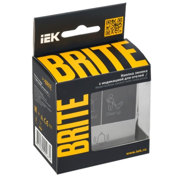 BRITE Кнопка звонка с индикацией для отелей 10А ВС10-1-9-БрА алюминий IEK