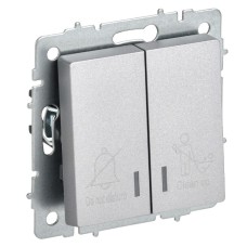 BRITE Выключатель 2-клавишный с индикацией для отелей 10А ВС10-2-9-БрА алюминий IEK