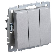 BRITE Выключатель 3-клавишный 10А ВС10-3-0-БрА алюминий IEK