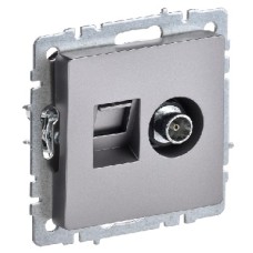 BRITE Розетка двойная TV+RJ45 кат.5E РТВ/РК12-БрС сталь IEK