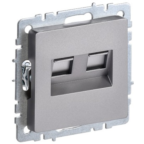 BRITE Розетка компьютерная двойная RJ45 кат.5E РК10-2-БрС сталь IEK