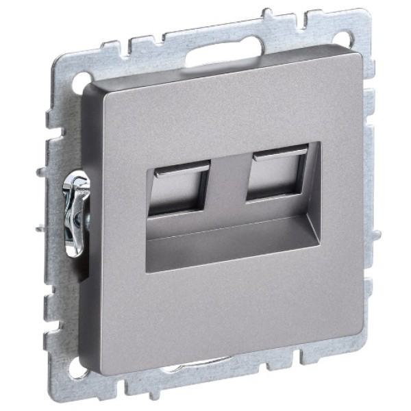 BRITE Розетка компьютерная двойная RJ45 кат.6 РК11-2-БрС сталь IEK
