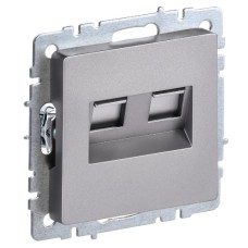 BRITE Розетка двойная RJ11+RJ45 кат.5E РК/Т12-БрС сталь IEK
