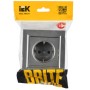 BRITE Розетка 1-местная с заземлением с защитными шторками 16А в сборе РСР14-1-0-БрС сталь IEK