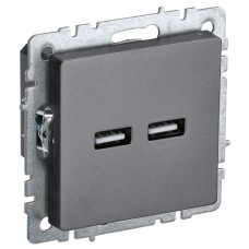 BRITE Розетка USB A+A 5В 3,1А РЮ10-1-БрС сталь IEK