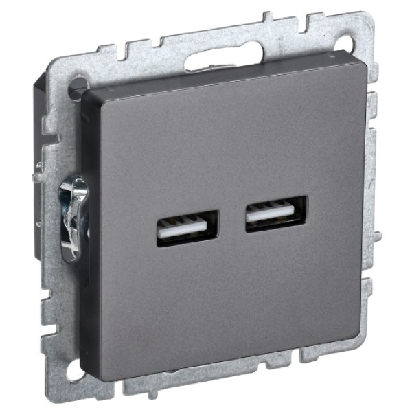 BRITE Розетка USB A+A 5В 3,1А РЮ10-1-БрС сталь IEK