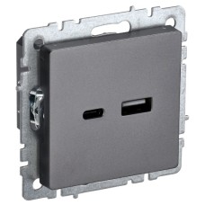 BRITE Розетка USB A+C 18Вт РЮ11-1-БрС сталь IEK