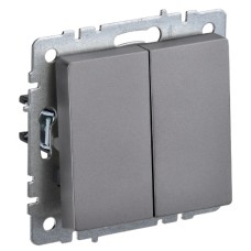 BRITE Выключатель 2-клавишный 10А ВС10-2-0-БрС сталь IEK