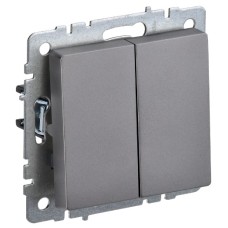 BRITE Выключатель 2-клавишный проходной 10А ВС10-2-6-БрС сталь IEK