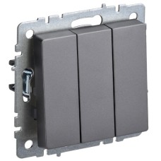 BRITE Выключатель 3-клавишный 10А ВС10-3-0-БрС сталь IEK