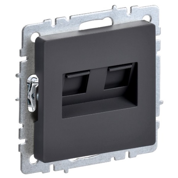 BRITE Розетка компьютерная двойная RJ45 кат.5E РК10-2-БрГ графит IEK