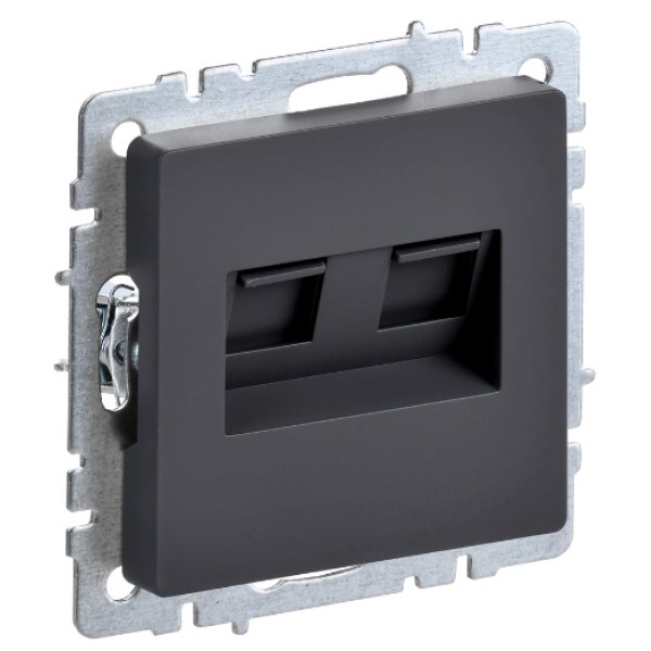BRITE Розетка компьютерная двойная RJ45 кат.6 РК11-2-БрГ графит IEK