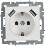 BRITE Розетка 1-местная с заземлением с защитными шторками 16А с USB A+A 5В 2,1А РЮш10-1-БрБ белый IEK