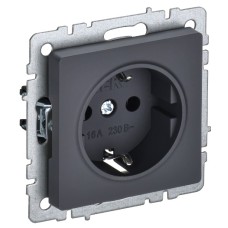 BRITE Розетка 1-местная с заземлением без защитных шторок 16А РС11-1-0-БрГ графит IEK