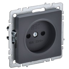 BRITE Розетка 1-местная без заземления с защитными шторками 10А РСш10-2-БрГ графит IEK
