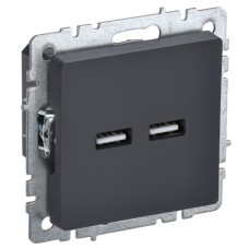 BRITE Розетка USB A+A 5В 3,1А РЮ10-1-БрГ графит IEK