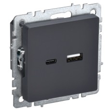BRITE Розетка USB A+C 18Вт РЮ11-1-БрГ графит IEK