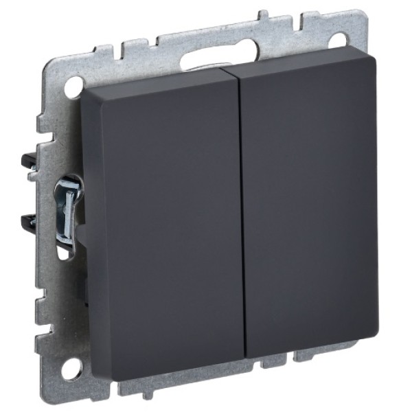 BRITE Выключатель 2-клавишный 10А ВС10-2-0-БрГ графит IEK