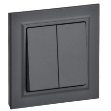 BRITE Выключатель 2-клавишный 10А в сборе ВСР10-2-0-БрГ графит IEK