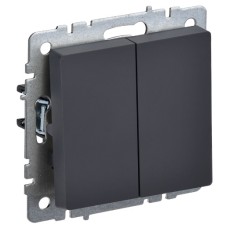 BRITE Выключатель 2-клавишный проходной 10А ВС10-2-6-БрГ графит IEK
