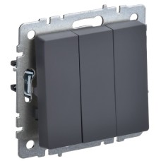 BRITE Выключатель 3-клавишный 10А ВС10-3-0-БрГ графит IEK