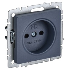 BRITE Розетка 1-местная без заземления с защитными шторками 10А РСш10-2-БрМ маренго IEK