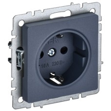 BRITE Розетка 1-местная с заземлением с защитными шторками 16А РС14-1-0-БрМ маренго IEK