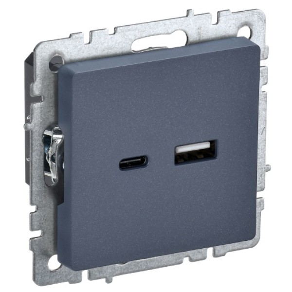 BRITE Розетка USB A+C 18Вт РЮ11-1-БрМ маренго IEK