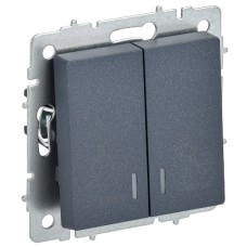 BRITE Выключатель 2-клавишный с индикацией для отелей 10А ВС10-2-9-БрМ маренго IEK