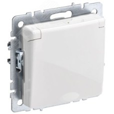 BRITE Розетка 1-местная с заземлением с защитными шторками и крышкой 16А IP44 РСбш10-3-44-БрБ белый IEK