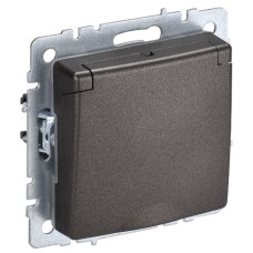 BRITE Розетка 1-местная с заземлением с защитными шторками и крышкой 16А IP44 РСбш10-3-44-БрТБ темная бронза IEK